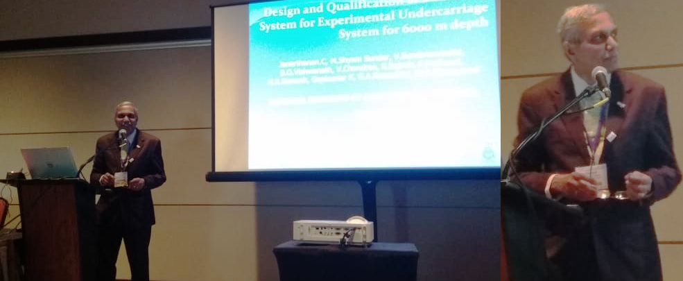 Dr.M.A.Atmanand, Director, NIOT , presenting the IEEE/MTS Oceans conference at Charleston, USA, work done by @MoesNiot